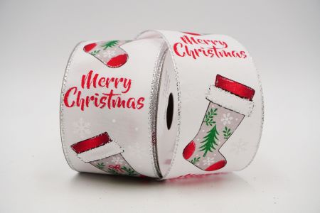 Christmas Stockings Wired Ribbon_KF6469G-1_White